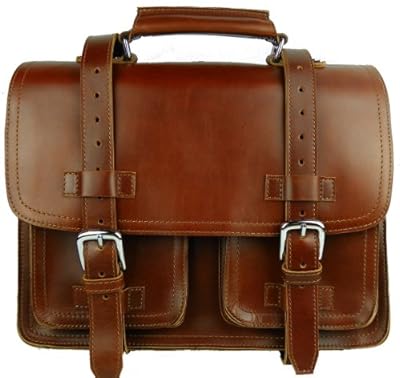 V.T. C.E.O. Heavy Duty Classic Leather Briefcase/Backpack Tote L02 BRN 16"