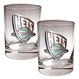 New Jersey Nets NBA 2pc Rocks Glass Set - Primary Logo