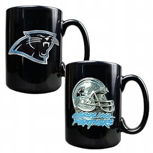 Carolina Panthers NFL 2pc Black Ceramic Coffee Mug Set