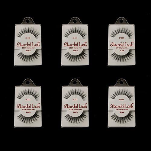 6 Pairs Stardel #113 100% Human Hair False Eyelashes Like Ardell Red Cherry Lashes by Stardel Eyelashes