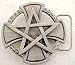 Pewter Pentagram On Iron Cross Belt Buckle Pagan Biker