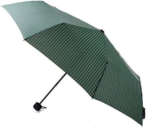 UNI Classic Striped Travel Portable Rain Sun Parasol Folding Compact Umbrella, Green