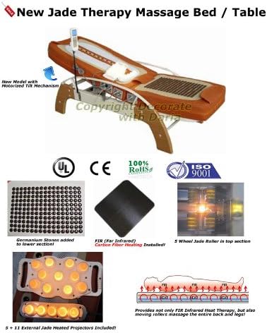 Massage Table FAR Infrared 5 Heated Jade Rollers - Heated Germanium Stones - Spinal Traction Therapy - Electric Tilt Bed