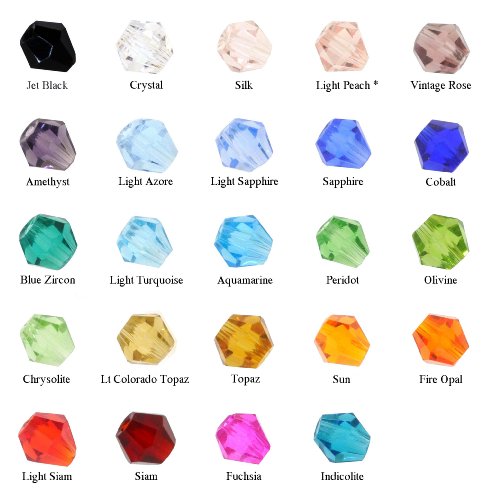 Mandala Crafts® Wholesale Bicone Crystal Beads Lot of 500 Pcs, 4mm, 24 Colors