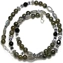 Sterling Silver Labradorite & Iolite Beaded Necklace by Sajen, 18"