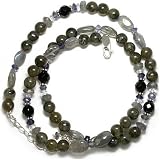 Sterling Silver Labradorite & Iolite Beaded Necklace by Sajen, 18"