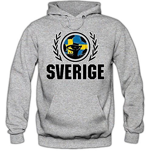 Schweden EM 2016 #2 Hoody | Fußball | Herren | Blågult | Trikot | Nationalmannschaft, Farbe:Graumeliert (Greymelange F421);Größe:S