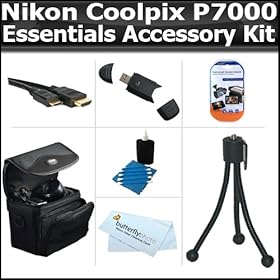 Essentials Accessory Kit For Nikon Coolpix P7000, P7100 10.1 MP Digital Camera Includes 2.0 High Speed USB Card Reader + Deluxe Carrying Case + Mini HDMI Cable + Mini Flexible Tripod + LCD Screen Protectors + BP MicroFiber Cloth + More