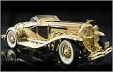 Diecast 1935 Duesenberg SSJ Roadster 24 Karat Gold 1:32 Scale - 6 Inches
