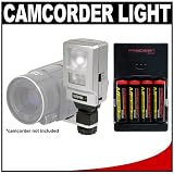 Sunpak Camcorder Video Light/ Flash Combo & Bracket + (4) AA Batteries & Charger for Samsung HMX-H100, H104, H105, H106, H205BN, H204BN, H200BN, M20SN, R10, S16BN, S15BN, S10BN, SC-HMX20, DX205 SMX-C10, C14, C24, C20, F33, F34, F40, F44, K40, K44, K45