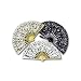 Beautiful Battenburg Lace Fans with Tassel, Large Size, in Beige