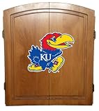 Kansas Jayhawks Dart Board Cabinet Set