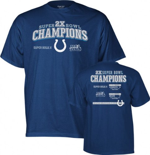 Buy Indianapolis Colts -Blue- 2X Super Bowl Champions Commemorative T-Shirt