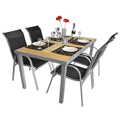 5tlg. Gartengarnitur Tisch 150x90cm + Stapelst�hle Textilen