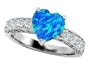 3.00 cttw 925 Lab Created Heart Shape Blue Opal Engagement Ring LIFETIME WARRANTY