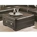 Contemporary Dark Brown Leather Storage Cocktail Coffee Table Ottoman