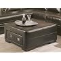 Contemporary Dark Brown Leather Storage Cocktail Coffee Table Ottoman