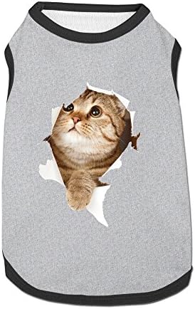 Funny Peeping Out Cat Small Dog Tshirt, Pet Cat Puppy Dogs Clothing, Summer Vest L Ash