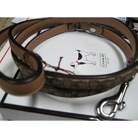 Coach Dog Leather Leash Mini Sig Khaki/Tan Color Size Small