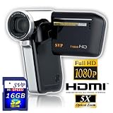 SVP T500-Bk FULL HD 1440x1080p Digital Camcorder + Camera with 2.5" LCD, 20x Zoom, Leather Body, HDTV Output (SVP 16GB SDHC Memory Card & 2 Lithium batteries Included)