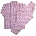レディース シャツパジャマ 綿100%シルクタッチ チェック柄×花柄 前開き長袖パジャマ上下(女性用)M L
