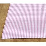 Homescapes - 100% Cotton Gingham Check Rug - Hand Woven Pink White - 70 x 120 cm - Washable at Home - Kids Room or Large Bath Matby Homescapes