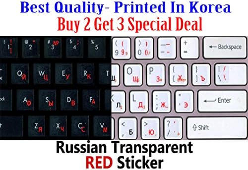 Russian Cyrillic Keyboard Stickers with RED Lettering on Transparent Background Buy 2 Get 3 Stickers