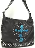 Brown Turquoise Nugget Cross Rhinestone Purse Handbag