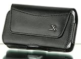 New Premium Executive High Quality Leather Pouch Protective Carrying Case Cover Holster with Belt Clip for Apple Cell Phone iPhone 3GS / iPhone 3G S / iPhone 3G / iPod Touch 2nd Generation / iPod Touch 1st generation (Horizontal Leather Pouch Carry Case Black)
