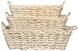 Country Wicker Rectangle Basket with White Chalked Stain Set of 3 - L=25"x14.5"x8"H