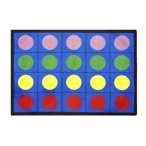 Joy Carpets 1430C Lots of Dots 5 ft.4 in. x 7 ft.8 in. 100 Pct. STAINMASTER Nylon Machine Tufted- Cut Pile Educational Rug