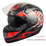 Advanced Dual Visor Flamma Red Motorcycle Helmet - Size : Medium