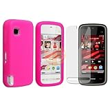 Hot Pink Silicone Skin Case for Nokia 5230 + Reusable Screen Protector
