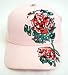 Tattoo Hat ~ Designer Red Rose Flower With Thorns Tattoo Art Pink Baseball Cap With Embroidery and Rhinestone Crystals; Great Gift Idea for Men, Women, and Teens. (Unisex Hat)