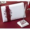 Red Scroll Guest Book and Pen Set.