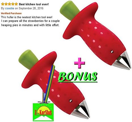 Strawberry Huller Fruit Puller Corer slicer Kitchen Accessories Stem Gem The Original ZKurShat (2-Pack)