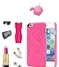 iPhone 6 Plus Case -SpicyQ iPhone 6S Plus Mirror Case, Fashion Luxury Special Mirror Design Wallet Style Card Slot Leather Case Watering Grain Protective Cover for iPhone 6/ 6s Plus (Hot Pink)