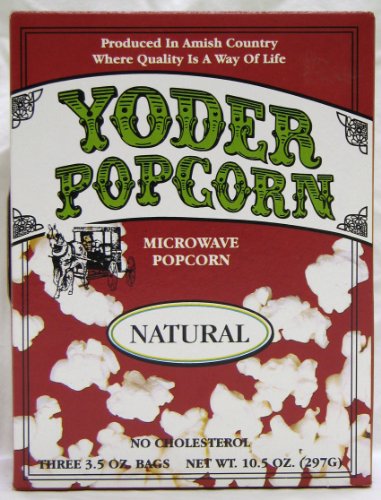 Microwave Natural Popcorn (Yoder's) - Three 3.5 oz Bags