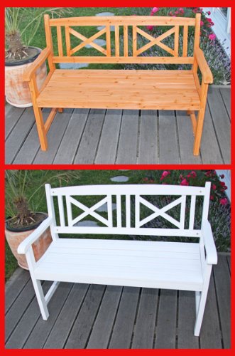 Gartenbank Sitzbank Holzbank M29, 117x87x48 cm ~ weiß Reviews