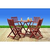 from Stamford Stamford 5 piece Patio set with 4 Folding Chairs Hardwood