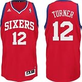 Men's Evan Turner #12 Philadelphia 76ers NBA Swingman Basketball Jersey by Adidas (Red-White)(Size=XX-LARGE)