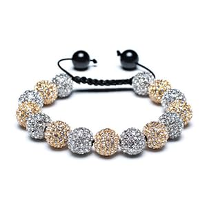 Bling Jewelry Shamballa Inspired Bracelet Golden Silver Crystal Balls 12mm