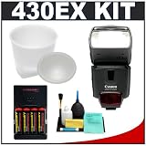 Canon 430EX Speedlite Flash + Gary Fong Lightsphere-II + 4 Batteries & Charger for Canon Rebel XS, XSi, XT, XTi, EOS 1D, 5D, 30D, 40D & 50D EOS Digital SLR Cameras