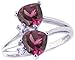 14K White Gold Twin Heart Gemstone and Diamond title=
