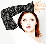 Midnight Black Glitter Metallic On Charcoal Stretch Knit Leg Warmers By KD Dance That Double As Arm Warmers Fierce Fashionable  Made In New York