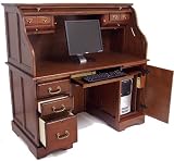 Cherry Roll Top Computer Desk