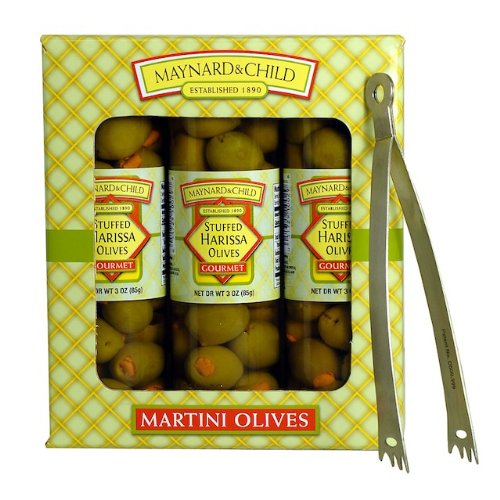 Gift Pack of Harissa Stuffed Martini Olives - Tongs included