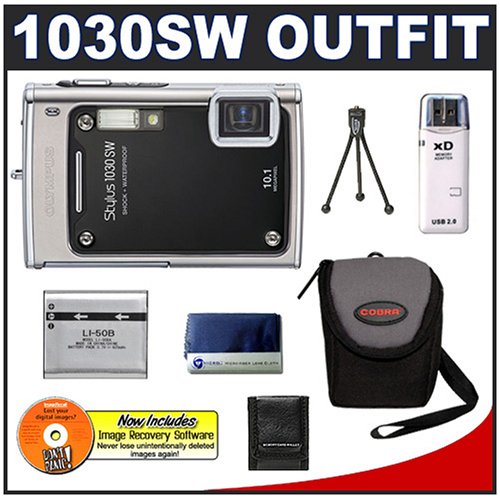 Olympus Stylus 1030SW 10.1MP Digital Camera with 3.6x Optical Wide Angle Zoom (Black) + Cameta Bonus Accessory Kit