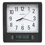 Seth Thomas Foreman Black Plastic Case with White Dial Digital Square Multifunction Analog Desk Clock