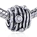 Round Spiral Silver Plated Charm Crystal European Beads - Pandora Bead & Bracelet Compatible
